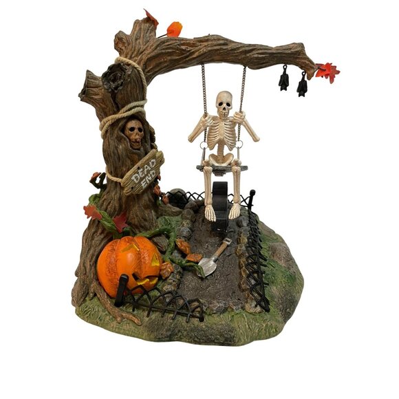 Department 56 Animated Skeleton On Swing - Picture 1 of 8